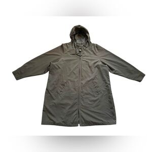 L.L. Bean Mens Hooded Rain coat XXL olive green Y2K utility trench oversized